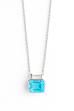 Glacial Rectangular Gemstone Necklace - Blue Topaz