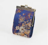 Cathayana Card Holder Navy Blue, Gold Small Floral with RFID