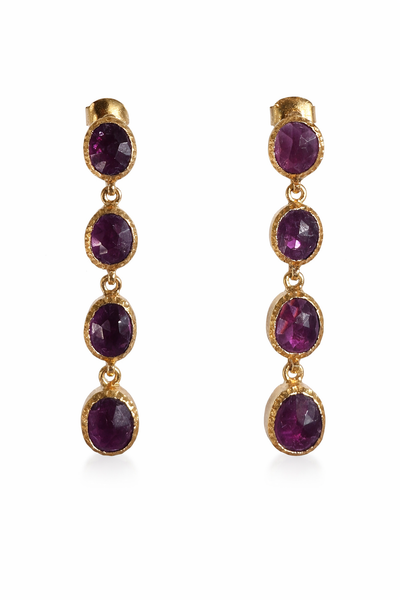 Jaipur Garnet Cascade Earrings – Gold Plated