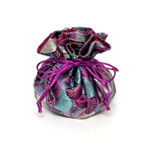 Seashells Brocade Jewelry Pouch | Burgendy & Green