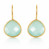 Gold Plated Peacock Drops Aqua Chalcedony