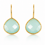 Gold Plated Peacock Drops Aqua Chalcedony