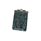 Paisley Pattern Brocade Card Holder with RFID (Teal & Black)