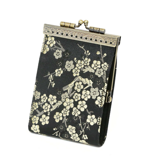 Cathayana Card Holder Cherry Blossom with RFID - Black