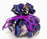 Butterfly & Dragonfly Brocade Jewelry Pouch | Royal Blue
