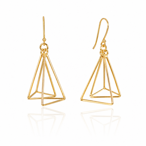 Gold Plated Geometrische Dreiecke Earrings