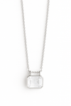 Glacial Rectangular Gemstone Necklace - White Moonstone