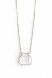 Glacial Rectangular Gemstone Necklace - White Moonstone