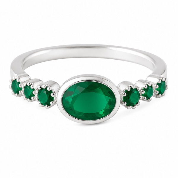 Rani Oval Stackable Ring - Green Onyx