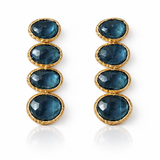 Gold Plated Rani Four Cobblestone Earrings Blue Topaz