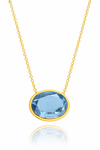 Gold Plated Floating Oval Pietra Necklace Blue Topaz
