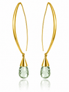 Gold Plated Aurora Glacier Threader Earrings Green Amethyst