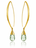 Gold Plated Aurora Glacier Threader Earrings Green Amethyst
