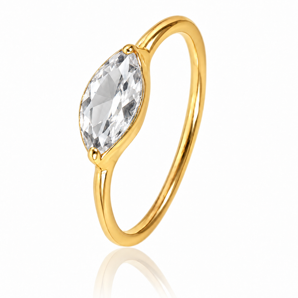 Gold Plated Amazon Stacking Leaf Ring Crystal