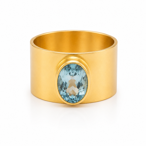 Jaipur Nocturne Ring Aquamarine (Gold Plated)