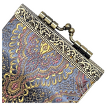 Paisley Pattern Brocade Card Holder with RFID (Grey & Gold)