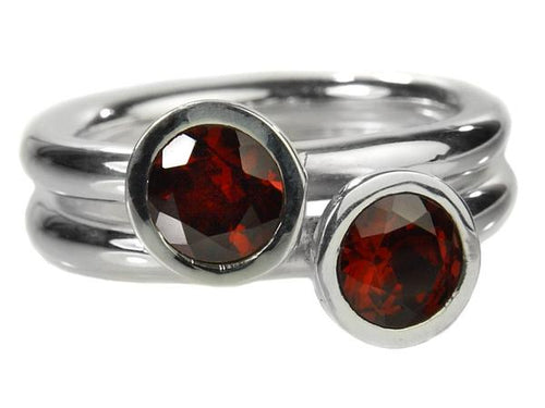 Two Stone Stacked Ring Garnet 7