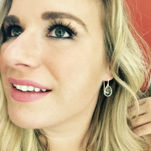 Slim Peacock Earrings -  Green Amethyst