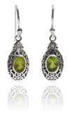 Small Bali Oval with Stone Earrings Peridot