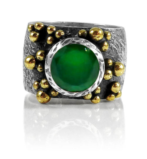 Haifa Garden Ring with Stone Green Onyx