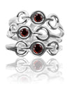 Tres Stacked Gaudi Ring Garnet