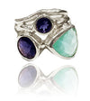 Twisted Twig Cocktail Ring Aqua Chalcedony and Iolite