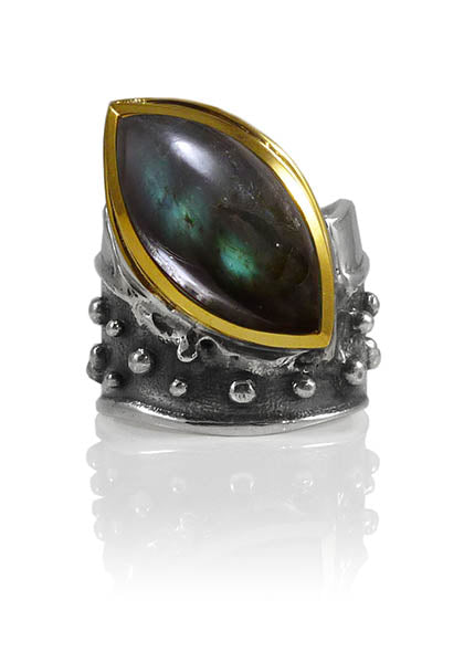 Tel Aviv Crowned Jewel Ring Labradorite
