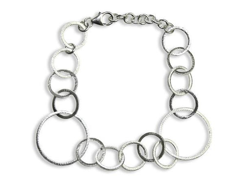Small-Large Circle Silver Linked Bracelet