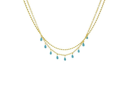 Turquoise Drops Layered Necklace