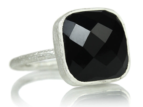 Capri Large Stackable Square Ring Black Onyx