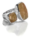 Two Stone Non-Connect Ring Golden Rutile Quartz