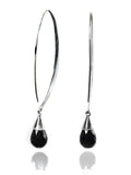 Long Curved Gemstone Drop Earrings Black Onyx