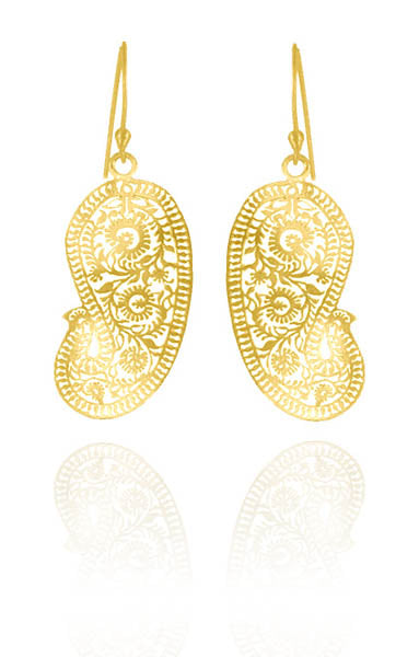18K Gold Plated Matte Paisley Earrings (Small)