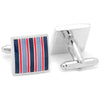 Red and Navy Striped Square Cufflinks