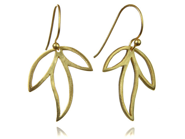 18K Gold Plated Three Leaf Amazon Earrings