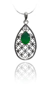 Flower of Life Teardrop Pendant with Green Onyx