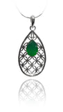 Flower of Life Teardrop Pendant with Green Onyx