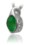 Modern Side Arabesque Cutout Stone Pendant Green Onyx