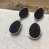 Large River Rock Earrings Black Onyx