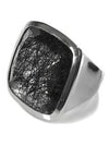 Large Capri Flat Square Cocktail Ring Black Rutile Quartz