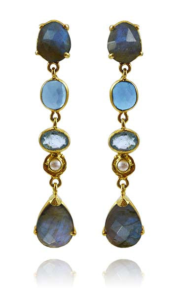 Small Teardrop Elegante Earrings Labradorite/ Blue Topaz/ Pearl/ Aquamarine