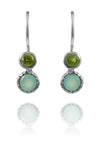 Art Deco Pop Earrings Peridot and Aqua Chalcedony