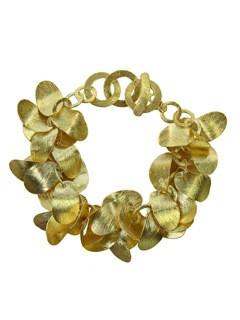 Gold Plated Brushed Leaf Bracelet