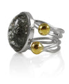 Conquistador Oval Stone Ring Black Rutile Quartz