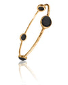 Gold Plated Four Oval Stone Jaipuri Bangle Black Onyx