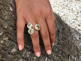 Three Stone Jaipuri Non-Connect Ring Labradorite