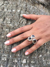 Three Stone Jaipuri Non-Connect Ring Black Rutile Quartz