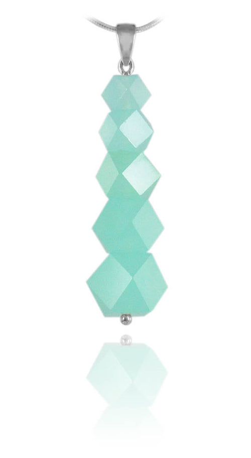 Five Stone Glacier Drop Pendant Aqua Chalcedony