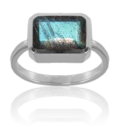Square Open Sided Cocktail Ring Aqua Chalcedony