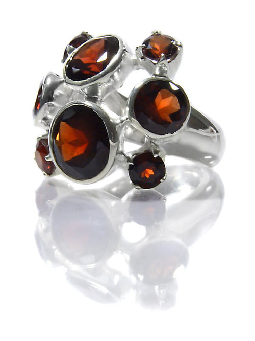 Eight Stone Free Style Bubble Ring Garnet